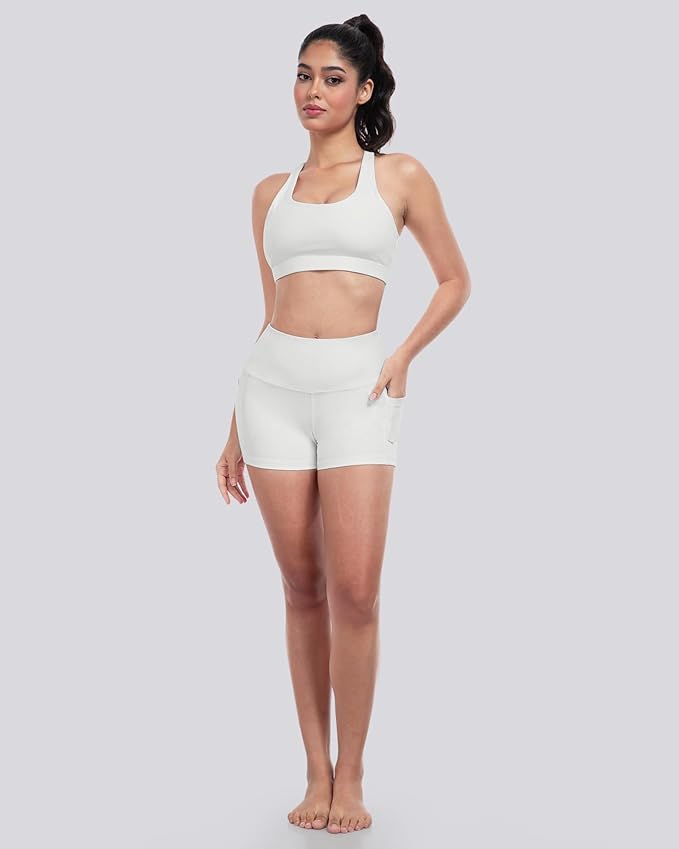 LZYVOO Biker Spandex Shorts Women, High Waisted Tummy Control Workout Yoga Shorts with Pockets