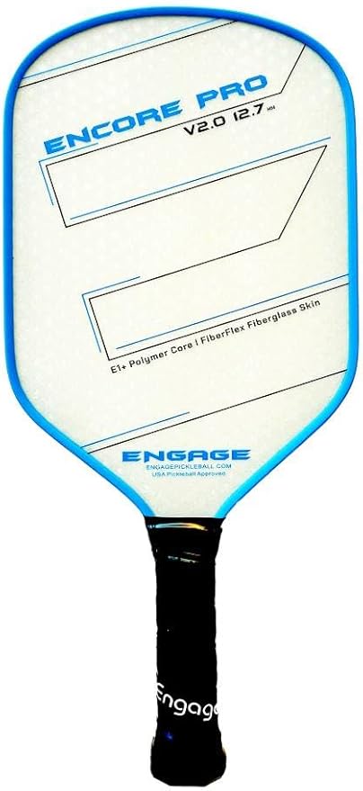 Engage Encore Pro V2.0 Pickleball Paddle – FiberFlex Fiberglass Face for Power & Spin, Available in Two Core Options (12.7mm for Power, 15.2mm for Control), Versatile Hybrid Shape