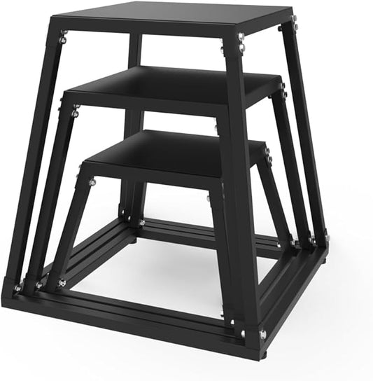 Metal Plyometric Jumping Box,12/18/24/30 Inch Steel Plyo Box Set for Fitness Exercise Home Gym,Single/Set