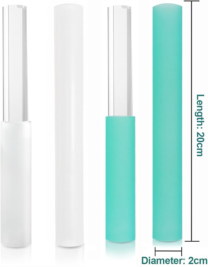 4 Pcs Singing Bowl Mallet Set Includes Solid and Hollow Acrylic Silicone Rubber Striker Mallet for Playing Quartz Crystal Singing Bowls with Bundle Pocket(WhiteGreen)