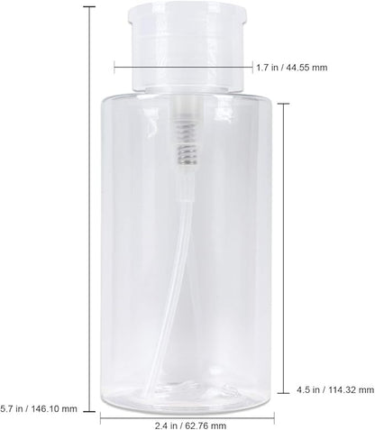 10oz Clear Push Down Pump Dispenser Empty Refillerble Bottle with Flip Top Cap - for Nail Polish, Travel, Cosmetics Packaging