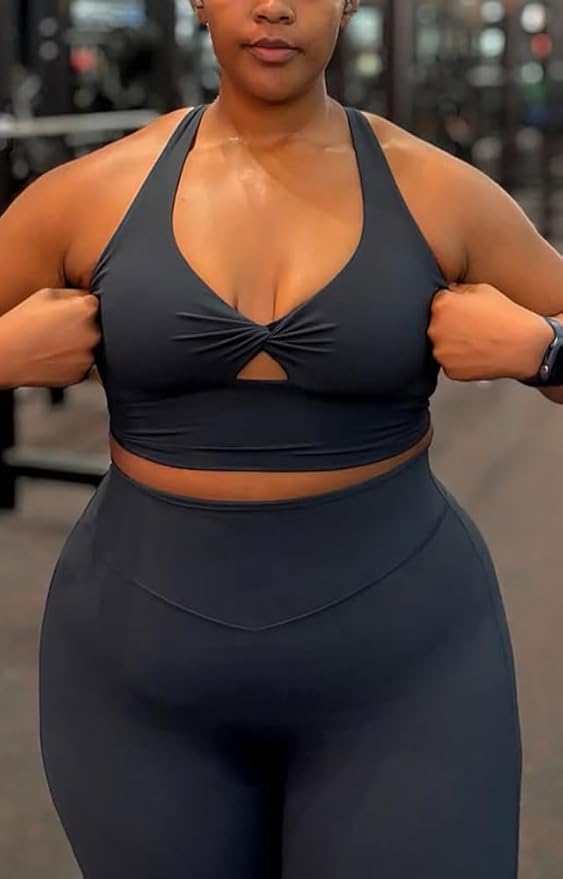 Aoxjox Women's Workout Sports Bras Twist Front Fitness Training Gym Bra Yoga Crop Lola Tank