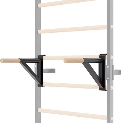 Swedish Ladder, Wood Stall Bars Suspension Trainer with Pull-Up Bar & Rings for Straps, Swedish ladders Wall Gym Adult, Wall-Mounted Workout Ladder for Home, Gym, School