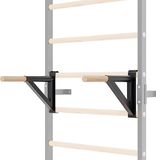 Swedish Ladder, Wood Stall Bars Suspension Trainer with Pull-Up Bar & Rings for Straps, Swedish ladders Wall Gym Adult, Wall-Mounted Workout Ladder for Home, Gym, School