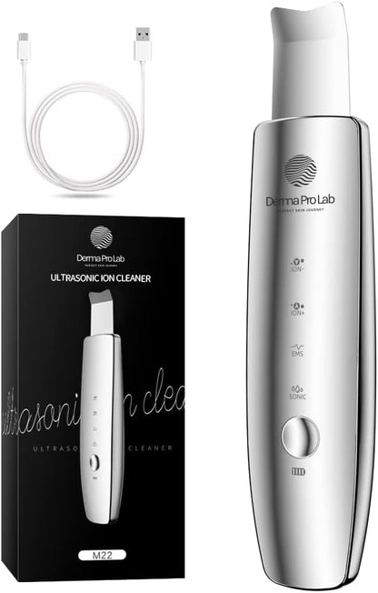Derma Pro Lab Premium Skin Cleansing Scrubber - Advanced Skin Care Tool - LED 4 in 1 Blackhead and Blemish Remover - Dermatologically Tested
