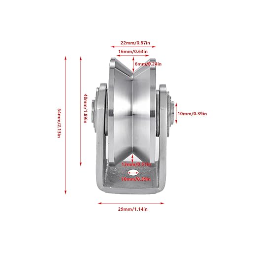 V Groove Wheel Stainless Steel Heavy Duty Wire Rope Pulley Block Sliding Gate Rollers Double Bearing Plate Caster Solid Track Rollers Wheels Fence Gate Wheel