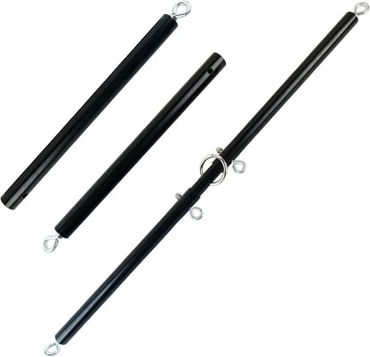 Spreader Bar Black Silver Red Gold Adjustable Exercise Stainless Steel Bar with 2 Fixed Rings, Yoga Training Fitness Gear, Workout Bar,Sports Gym Kit (Black)