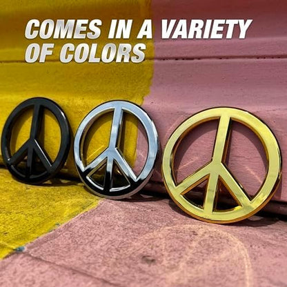 Classic Chrome Peace Sign Logo - Metal Car Emblem by Revolution Car Badges - Antiwar Peace and Love Symbol - Premium Alternative to Bumper Stickers, Decals, and Magnets (Chrome Plated Metal)