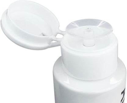 7oz White with Word Imprint Push Down Pump Dispenser Empty Refillerable Bottle with Flip Top Cap - for Nail Polish, Travel, Cosmetics Packaging