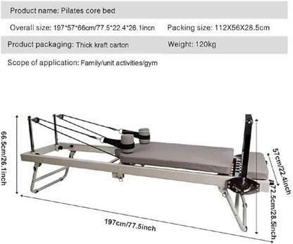 Pilates Reformer Machine, Multifunction Portable Adjustable Reformer, for Home Gym Indoor, Women Yoga Workout, Foldable Exercise Equipment, Training Weight,Off White