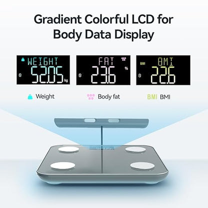Fitdays Smart Body Fat Scale | Advanced 8-Electrode Technology for BMI/20+ Body Metrics | Full-Color LED & High Precision | Bathroom Weight Scale for Fitness/Weight Loss (FG2211LB-GREY)
