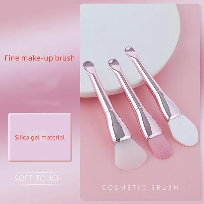 Multi-Purpose Silicone Face Mask Brush Set, 3-Pack Double-Headed Applicator with Spatula Spoon