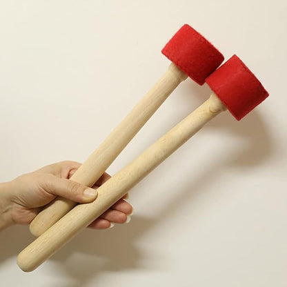 Healifty Singing Bowl Striker Mallet Felted Wrapped Wooden Singing Bowl Mallet Gong Mallet with Wood Handle and Rubber Head for Meditation Prayer Yoga Mindfulness 29CM Red