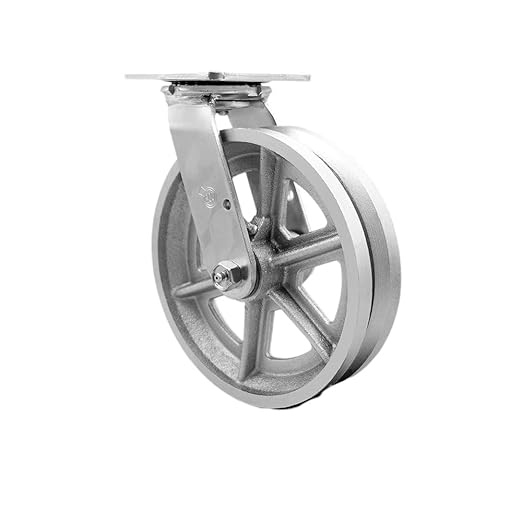 V Groove Semi Steel Cast Iron Swivel Top Plate Heavy Duty Caster with 8 Inch Wheel – 1,250 lbs. Capacity/Caster - Service Caster Brand