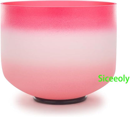 8 inch F Note 432HZ Light Pink Singing Bowl Frosted Quartz Heart Chakra Meditation Sound Healing with Durable Carrying Case Suede Striker O-ring
