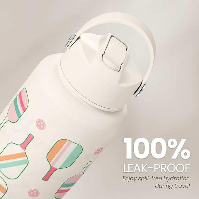 SANDJEST Pickleball Water Bottle 32oz Stainless Steel Insulated Vaccum with Lid, Pickleball Gifts for Pickleball Players, Pickleball Lovers, Women Girls Ladies