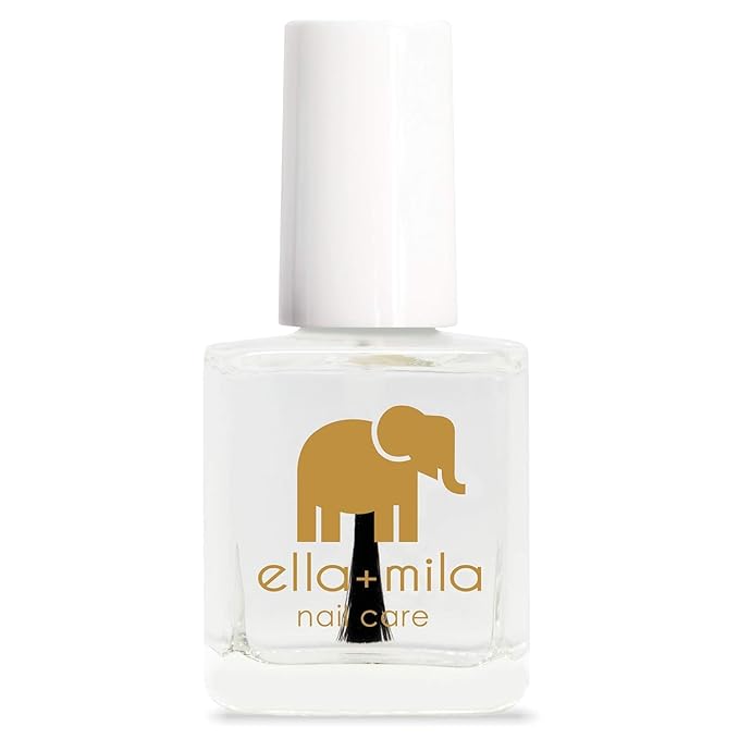 ella+mila In a Rush Fast - Dry Top Coat Nail Polish with High Glossy Shine. This clear nail polish features a UV inhibitor to resist yellowing and comes in a 0.45 fl oz bottle