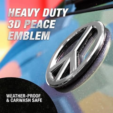 Classic Chrome Peace Sign Logo - Metal Car Emblem by Revolution Car Badges - Antiwar Peace and Love Symbol - Premium Alternative to Bumper Stickers, Decals, and Magnets (Chrome Plated Metal)