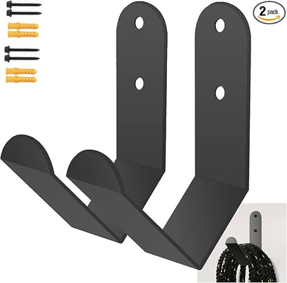 2 PCS Exercise Rope Storage Rack Black Steel Battle Rope Storage Hook Wall Mount Rope Hanger Organizer Workout Rope Holder Mount Heavy Duty J-Hook for Exercise Rope Battle Rope in Home/Commercial Gym