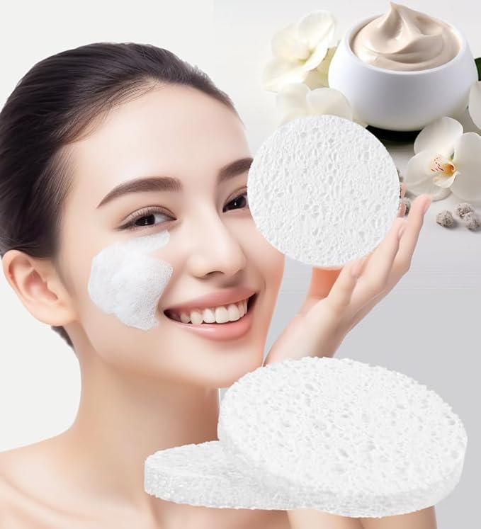 METUUTER 50 PCS Compressed Facial Sponges for Estheticians- 100% Natural Cellulose Face Sponge Professional Cosmetic Spa Sponges for Face Cleansing, Massage, Pore Exfoliating, Mask, Makeup Removal
