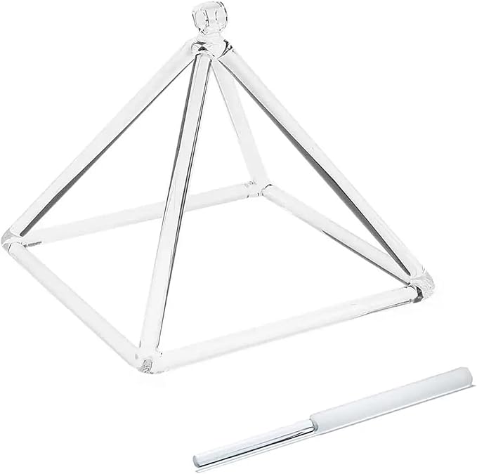 7 Inch Quartz Crystal Singing Pyramid Healing Musical Instrument For Sound Healing Meditation With Crystal Singing Bowl Striker