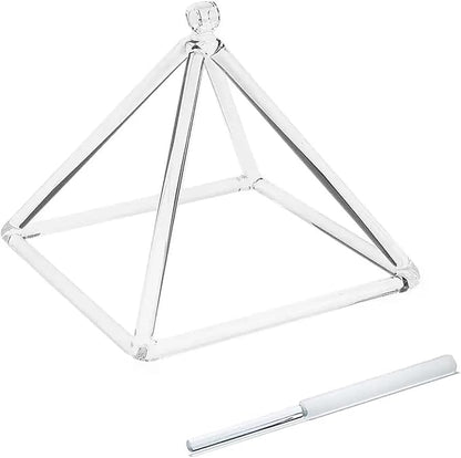 7 Inch Quartz Crystal Singing Pyramid Healing Musical Instrument For Sound Healing Meditation With Crystal Singing Bowl Striker