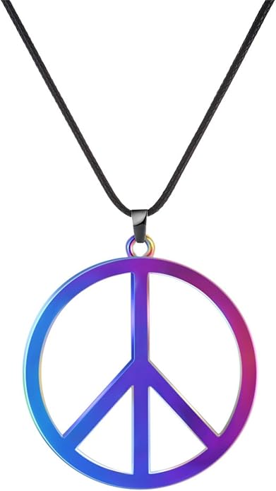 Love Peace Sign Necklaces for Women Men Alloy Vintage Retro Hippie Style Peace Sign Pendant Necklaces Handmade Adjustable Rope 60s or 70s Party Accessories Jewelry Gifts