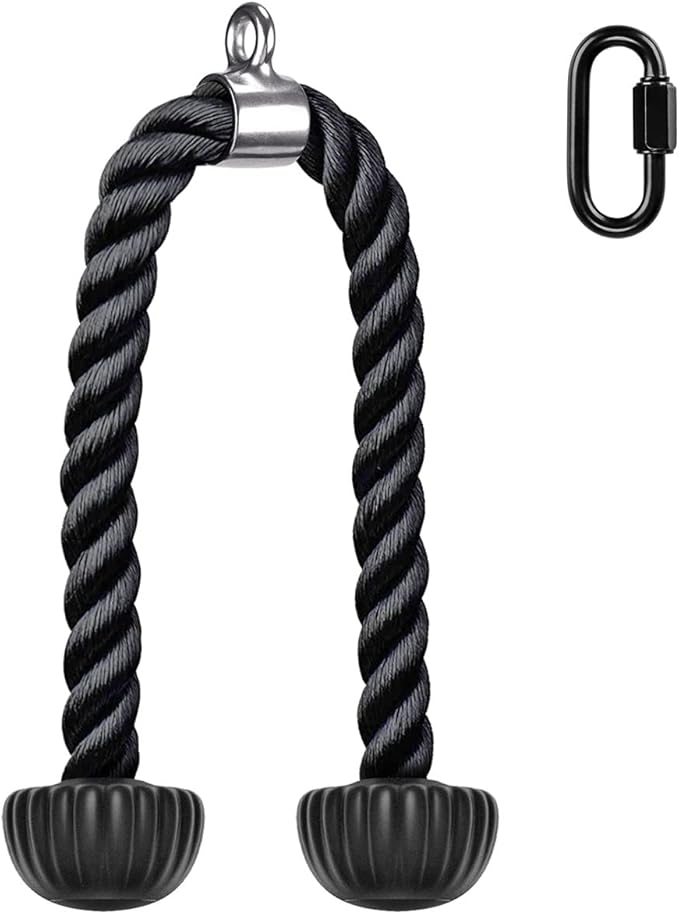 SELEWARE Tricep Rope Cable Machines Attachments for Gym, Heavy Duty Universal Tricep Pull Down Rope with Soft Rubber Ends for Home Gym Workout Biceps Back Shoulders
