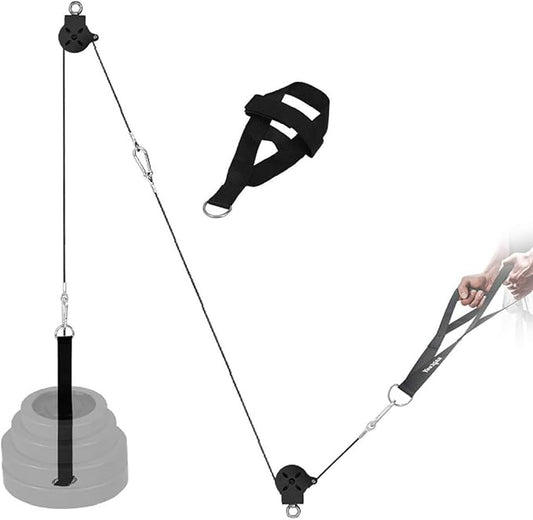 Yes4All Tricep Press Down Cable Machine Attachment Set, LAT Pulldown Attachment, Cable Machine Accessories for Home Gym