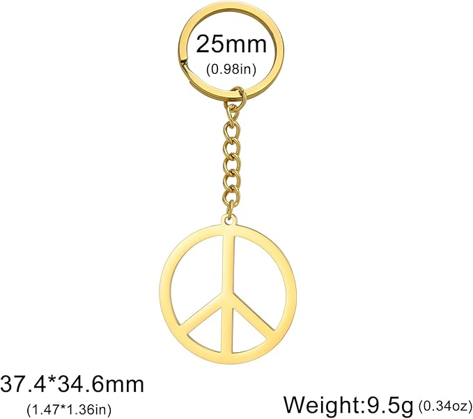 Dreamtimes Peace Sign Pendant KeyRing for Men and Women Love Peace Symbol Keychain Bag Car Keyring Peace Sign Jewelry