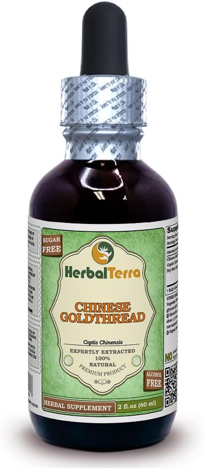Chinese Goldthread (Coptis Chinensis) Glycerite, Dried Root Alcohol-Free Liquid Extract 2 oz