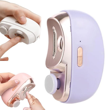 3 in 1 Automatic Electric Nail Clipper with Polishing, Safe and Convenient Nail Trimmer, Two-Speed Adjustment Electric Toe Nail Clippers Nail Cutter with Light for Kids Adults (Purple)