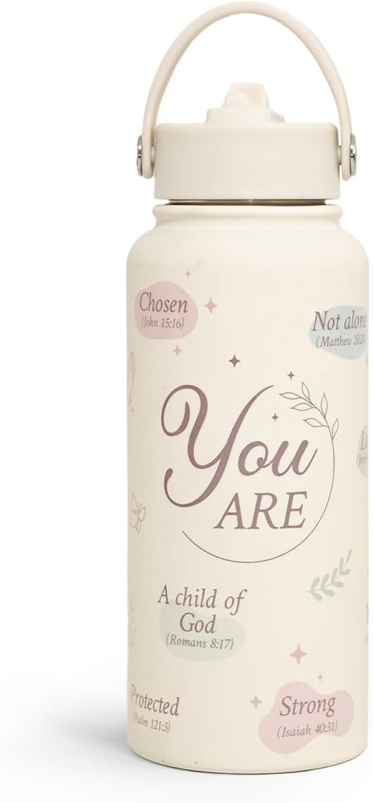 Christian Water Bottle 32oz Stainless Steel Insulated with Lid, Inspiration Gifts for Women, Religious Gifts for Mom Friends Ladies Sisters on Birthday Mother's Day Christmas
