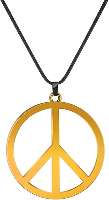 Love Peace Sign Necklaces for Women Men Alloy Vintage Retro Hippie Style Peace Sign Pendant Necklaces Handmade Adjustable Rope 60s or 70s Party Accessories Jewelry Gifts