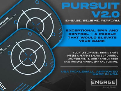 Engage Pursuit V2.0 Pickleball Paddle - Amplified Carbon Surface for Superior Control & Spin with Response+ Polymer Core, USAPA Approved - Designed for Players of Any Skill Level