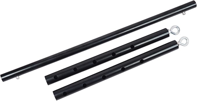 Spreader Bar Black Silver Red Gold Adjustable Exercise Stainless Steel Bar with 2 Fixed Rings, Yoga Training Fitness Gear, Workout Bar,Sports Gym Kit (Black)