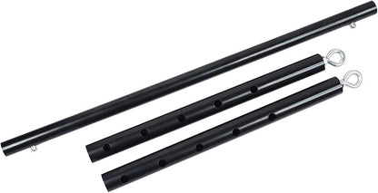 Spreader Bar Black Silver Red Gold Adjustable Exercise Stainless Steel Bar with 2 Fixed Rings, Yoga Training Fitness Gear, Workout Bar,Sports Gym Kit (Black)