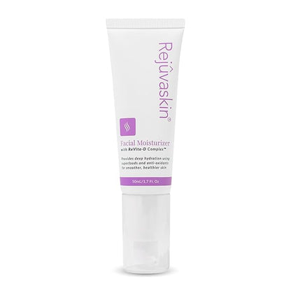 Rejuvaskin Facial Moisturizer With Revita-D Complex, Daily Face Moisturizer for Dry Skin, Reduces Wrinkles, Non-Greasy Hydrating Cream for Men & Women, Paraben-Free, 1.7 oz