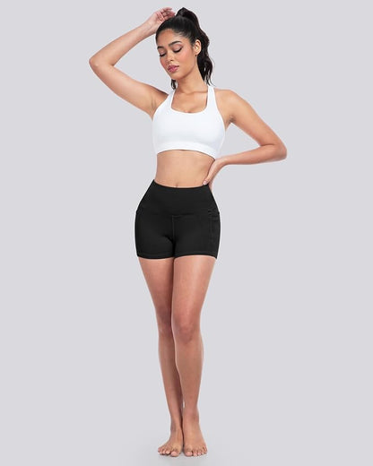LZYVOO Biker Spandex Shorts Women, High Waisted Tummy Control Workout Yoga Shorts with Pockets