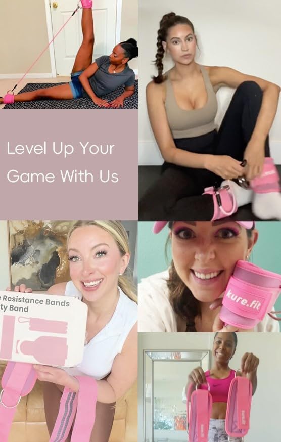 Ankle Resistance Bands with Cuffs | Pink Booty Band | Ankle Band Set for Working Out | Leg Resistance Bands with Ankle Straps | Kickback Training Equipment for Women Hip & Glutes | Home & Gym