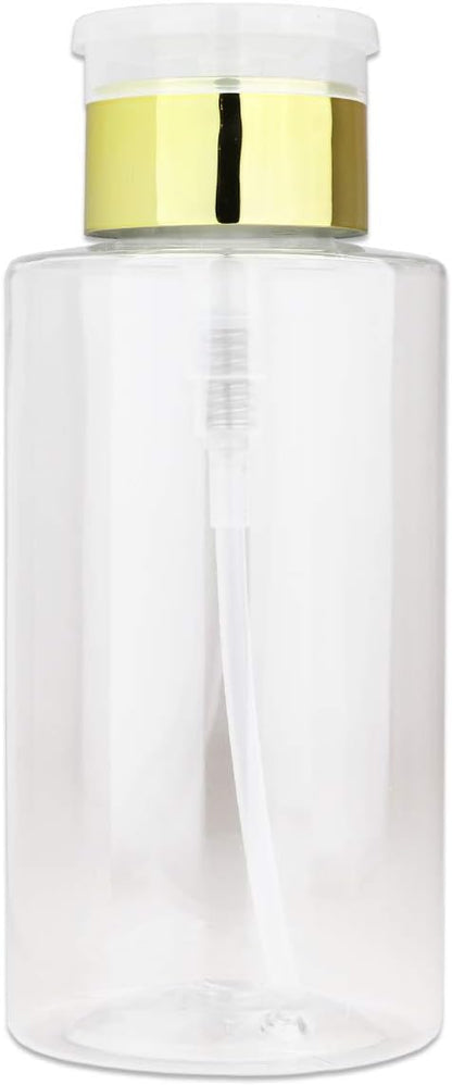 10oz Gold Push-Down Dispenser Bottle - 1 Bottle - Empty Refillable Pump Bottle for Nail Polish Remover