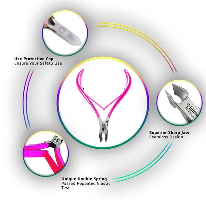 Professional Cuticle Trimmer Nail Cuticle Cutter Stainless Steel Cuticle Nippers with Sharp Blades of Cuticle Remover Clippers Manicure Tools Double Spring - Pedicure Nail Tools (Pink - 4 Pack)