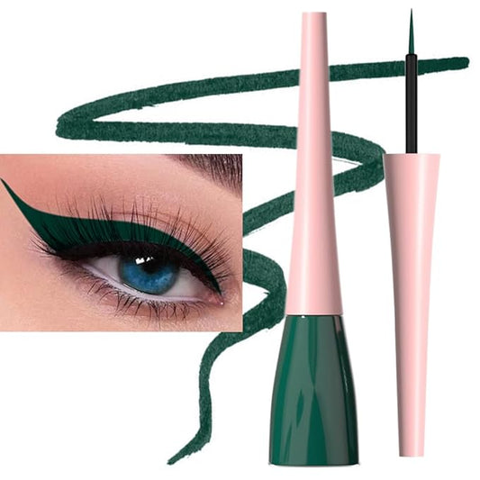 evpct 1Pcs Dark Green Liquid Eyeliner Waterproof Dark Green Eye Liners for Women, Eyes Wing Eyeliner Stamps Shapes Colored Eyeliner delineador de ojos a prueba de agua contra el agua blanco para ojos
