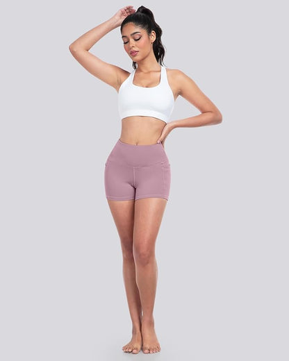 LZYVOO Biker Spandex Shorts Women, High Waisted Tummy Control Workout Yoga Shorts with Pockets