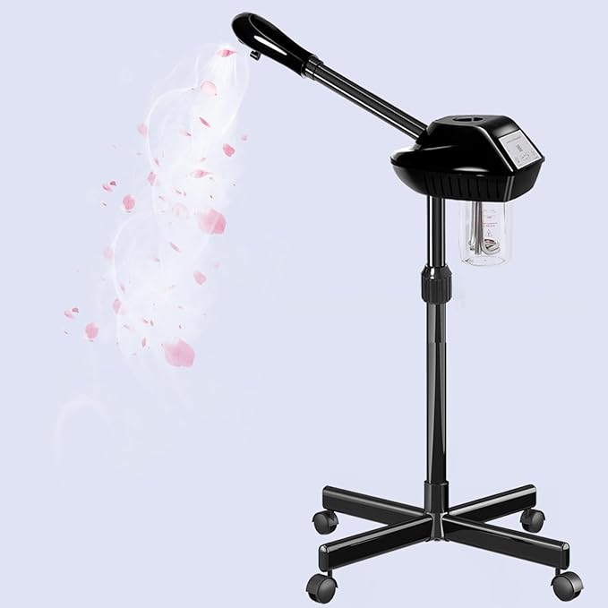 Professional Facial Steamer, Facial Steamer Professional for Estheticians, Hot Mist & Timer Function, Ozone Face Steamer on Wheels for Spa, Salon and at Home Use