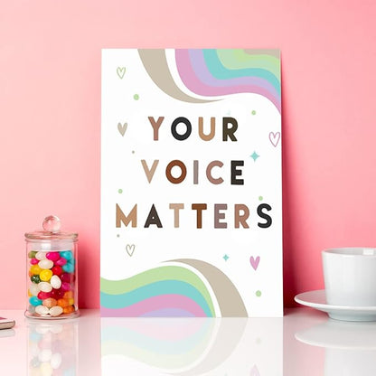 JANLAN Your Voice Matters Wall Decor,Diversity Posters for Classroom,Diversity Equality Canvas Wall Art,Your Voice Matters Canvas Wall Art for Kids Nursery School