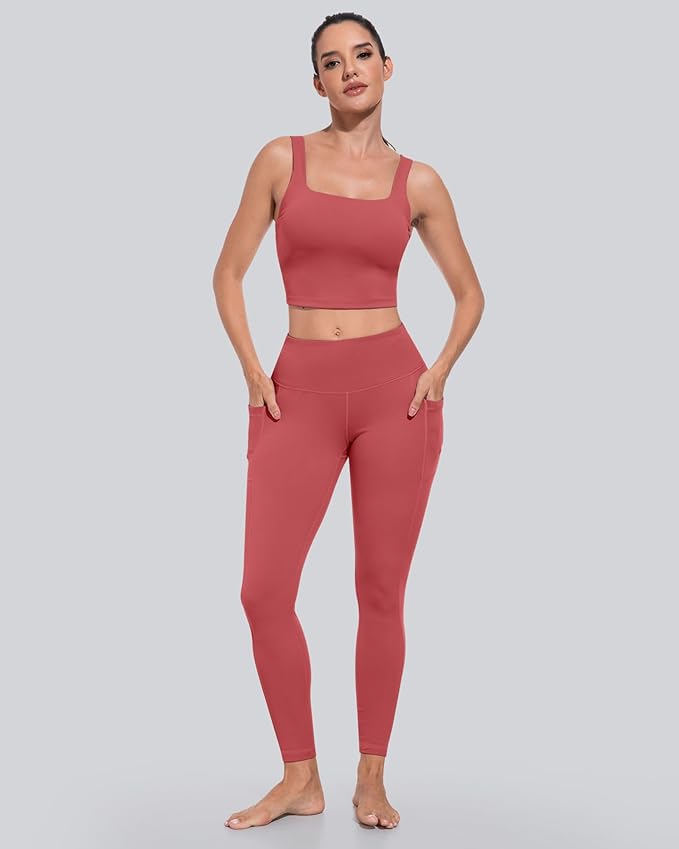 CHRLEISURE Leggings with Pockets for Women, High Waisted Tummy Control Workout Yoga Pants