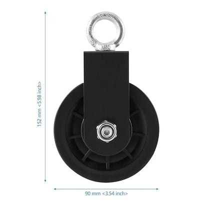 3 Pack 3.54 in/90 mm Pulley System Cable Pulley Silent Bearing Traction Wheel, Heavy Duty Nylon Gym Cable Pulley with U-Shaped Fixed Bracket, 360 Degree Rotation Traction Wheel