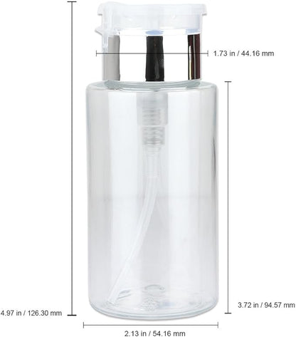 7oz Silver Push Down Pump Dispenser Empty Refillerble Bottle with Flip Top Cap - for Nail Polish, Travel, Cosmetics Packaging