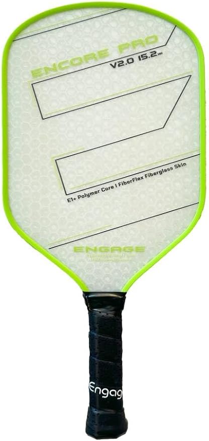 Engage Encore Pro V2.0 Pickleball Paddle – FiberFlex Fiberglass Face for Power & Spin, Available in Two Core Options (12.7mm for Power, 15.2mm for Control), Versatile Hybrid Shape